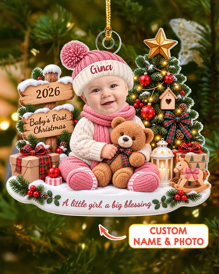 Baby’s First Christmas - Personalized Acrylic Ornament, First Christmas Keepsake, Newborn Baby Gift