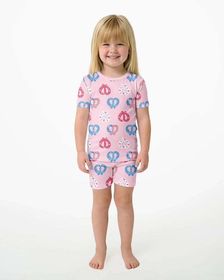 Schlafanzug-Set zweiteilig, kurze Ärmel, kurze Hose, Bambus