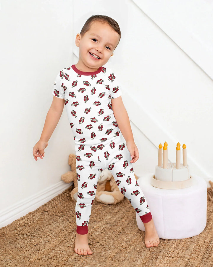 Zweiteiliges, kurzärmliges Pyjama-Set mit Marienkäfern