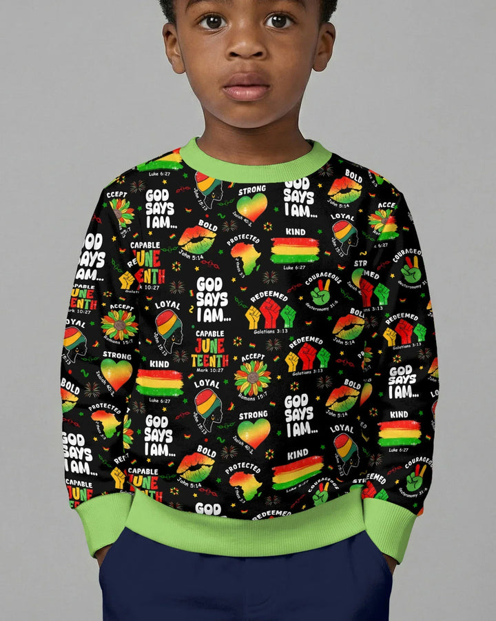 Gott sagt, ich bin Juneteenth Segnungen Bambus Rundhals-Sweatshirt