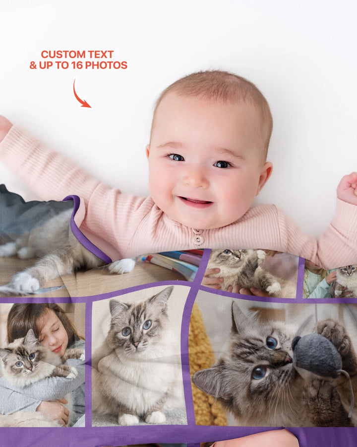 Custom Pet Photo Collage Bamboo Blanket