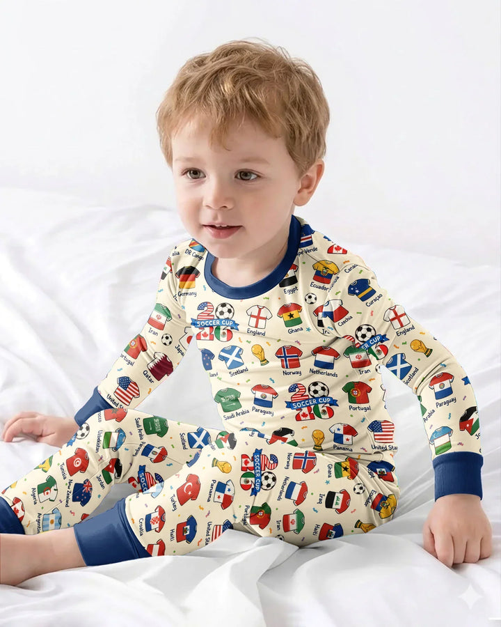 Zweiteiliges Langarm-Pyjama-Set mit Sommerfrüchten