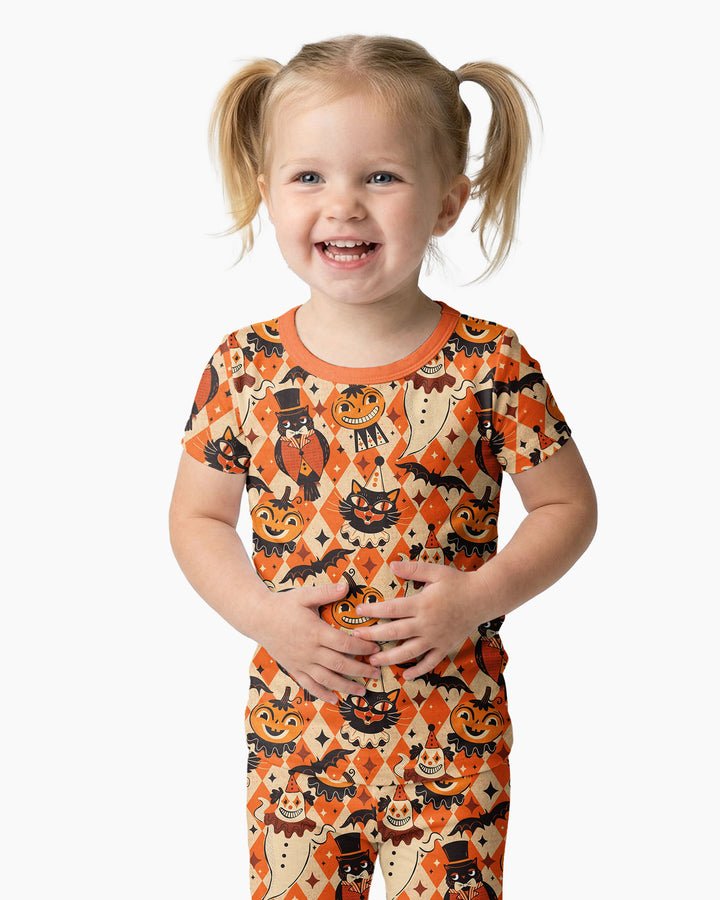 Vintage Halloween Carnival Bamboo Two Piece Short Sleeve Pajama Set