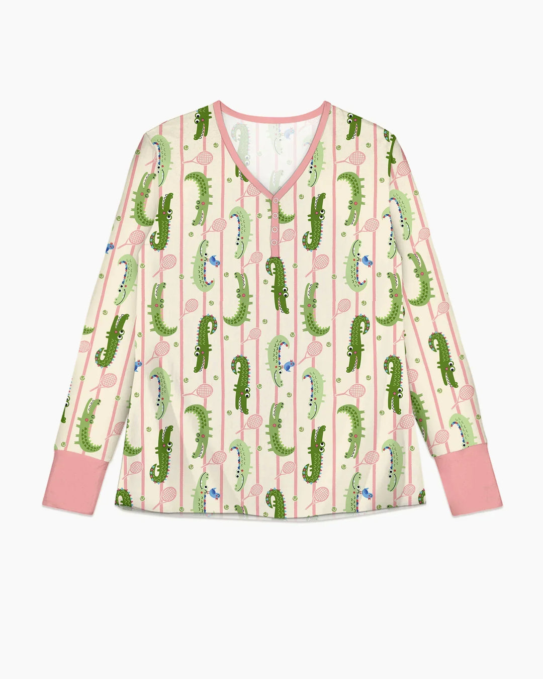Custom Name Tennis Crocodiles Bamboo Women Pajama Set