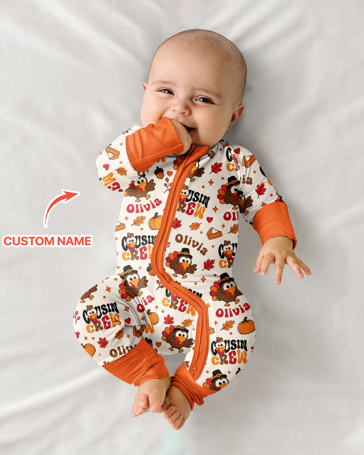 Personalized Cousin Crew Thanksgiving Bamboo Convertible Zippy