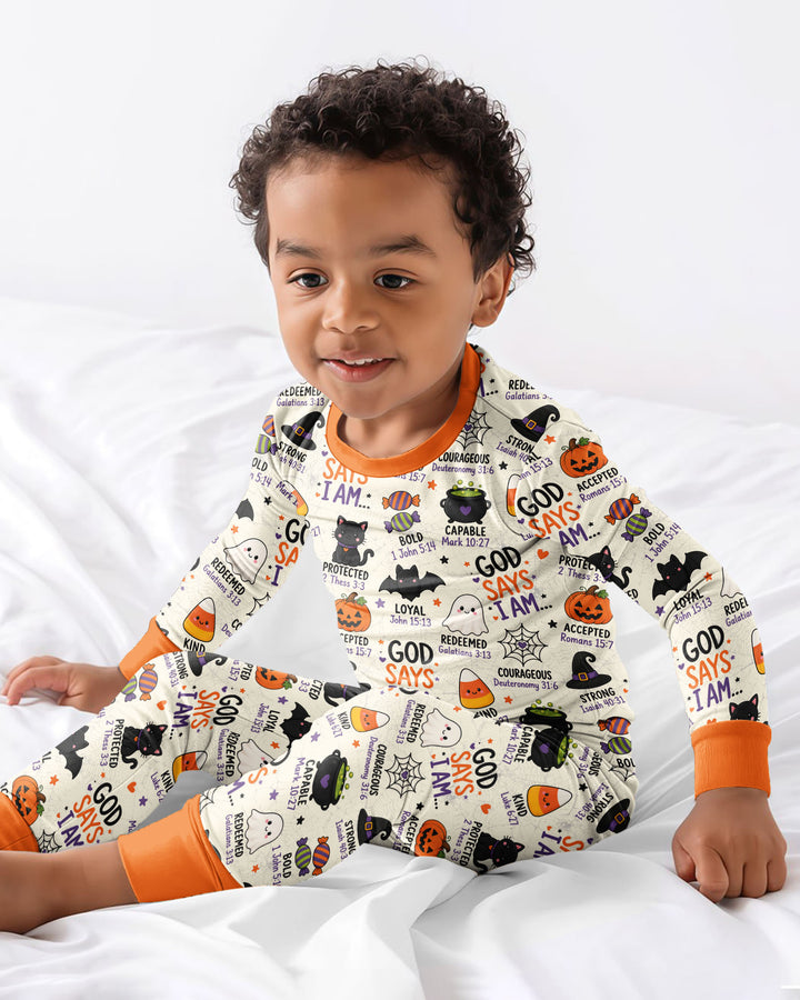 Halloween God Says I Am Bamboo Two Piece Long Sleeve Pajama Set