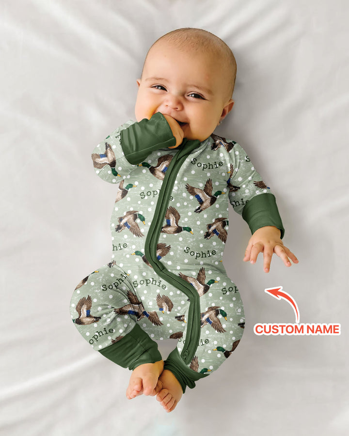 Custom Name Flying Mallard Duck Bamboo Convertible Zippy