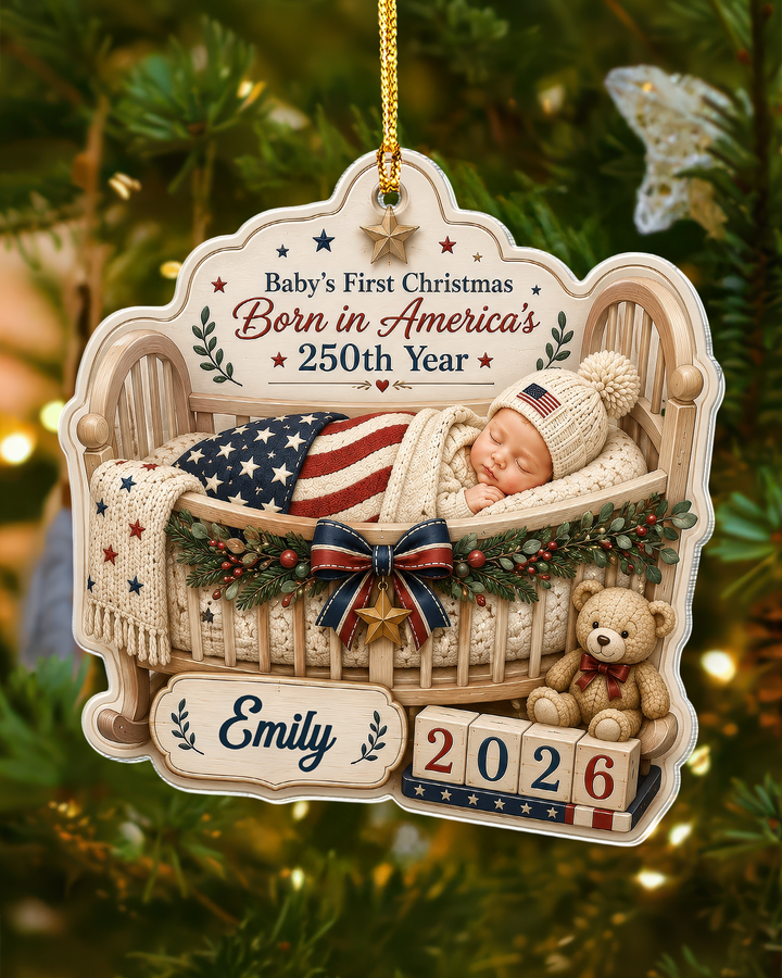 First Christmas 250th Personalized 1-Side Photo Acrylic Ornament
