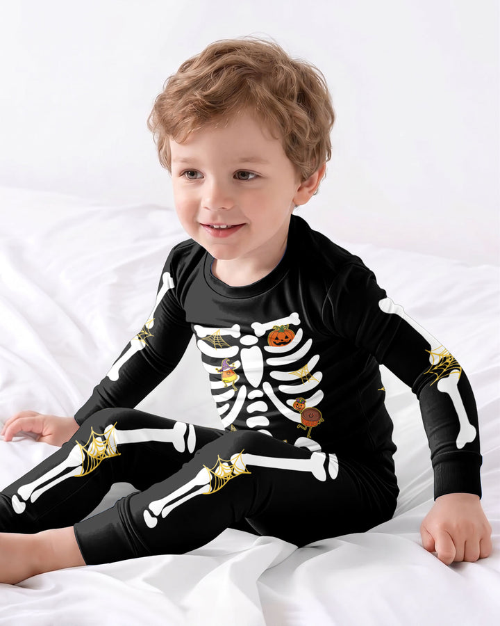 Halloween Skeleton Candy Bamboo Two Piece Long Sleeve Pajama Set