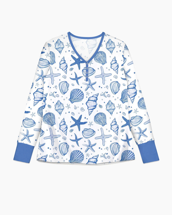 Familien-Pyjama-Set aus Bambus für Damen mit Küsten-Charme
