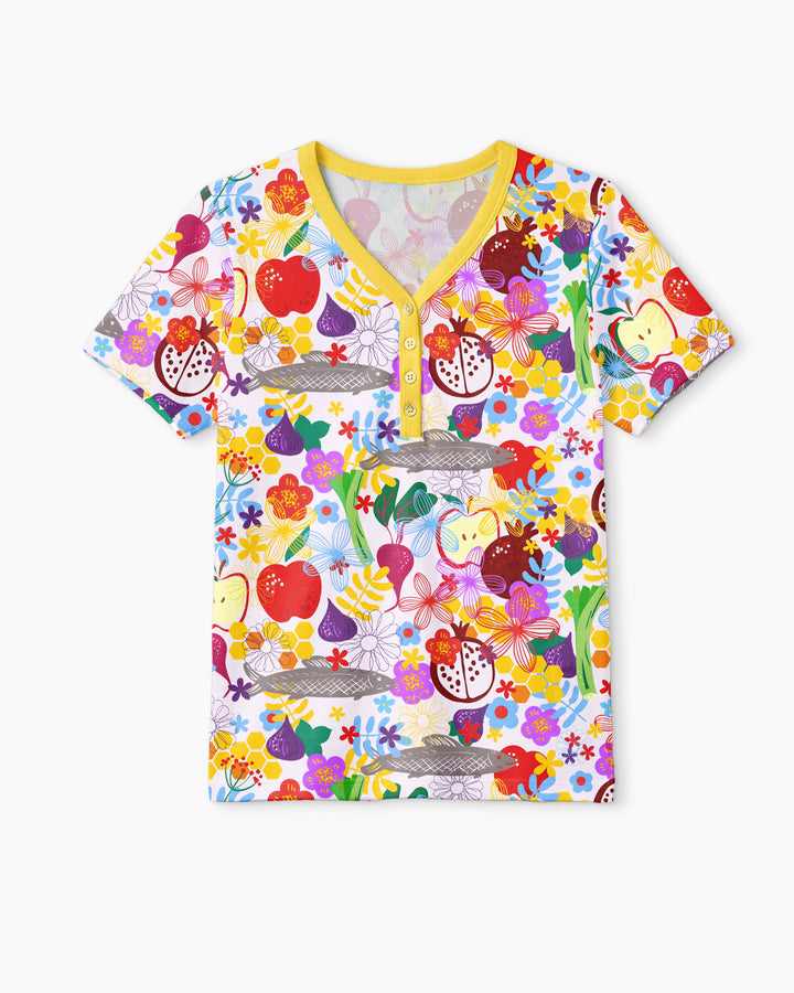Happy Rosh Hashanah Bamboo Women Short Sleeve Short Pajama Set