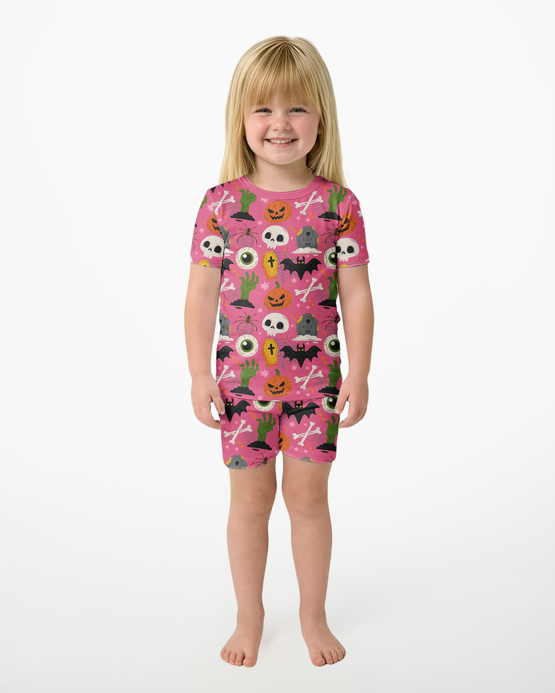 Little Monsters Bambus Zweiteiliger Schlafanzug mit kurzen Ärmeln und Shorts für Halloween