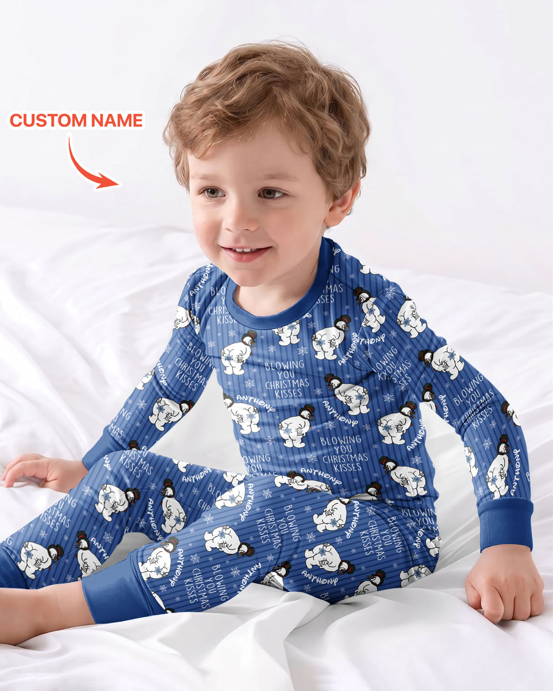 Blowing You Christmas Kisses Bamboo Two Piece Long Sleeve Pajama Set