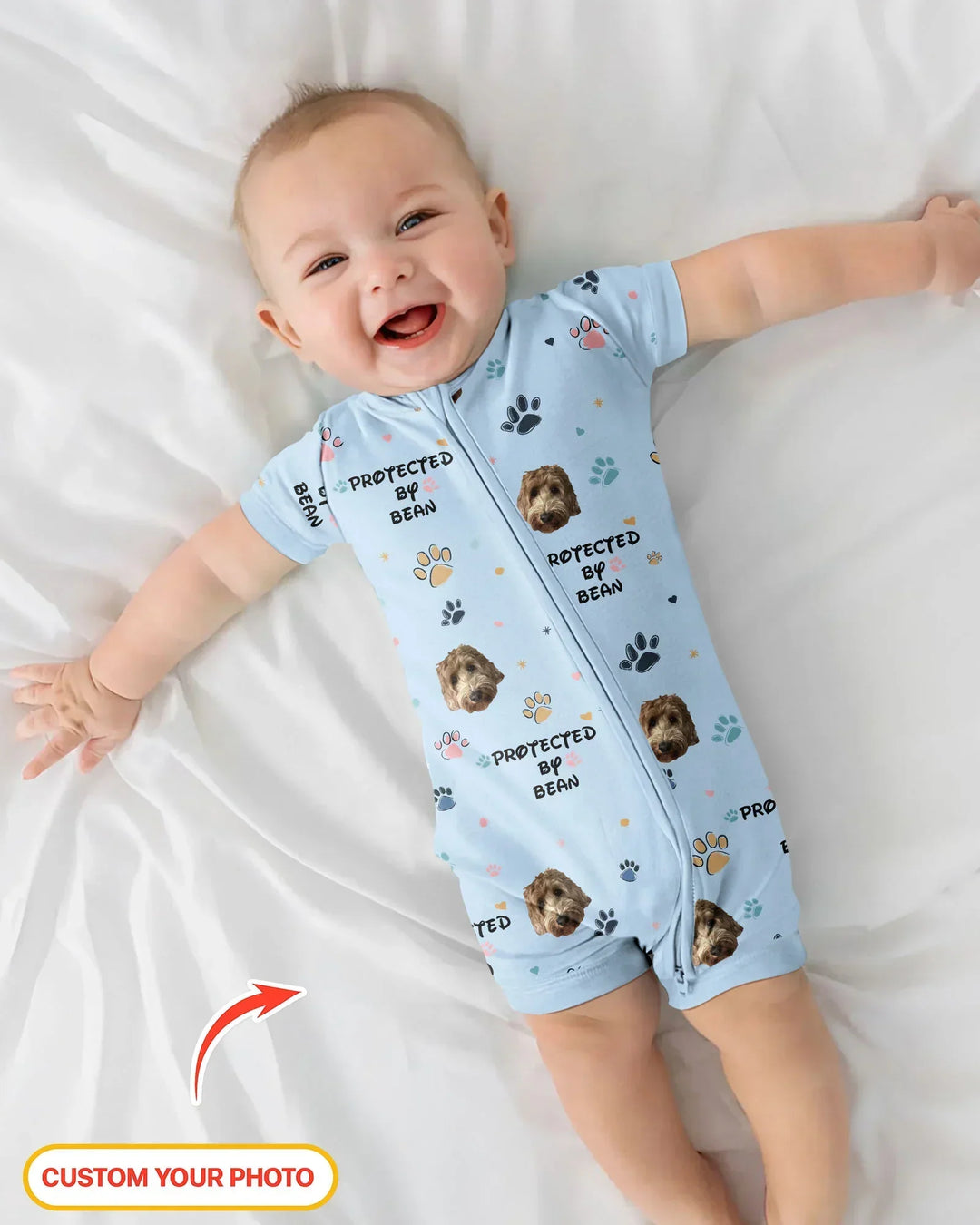 Gerippte Babykleidung mit individuellem Foto - Weich &amp; Skizzenhaft