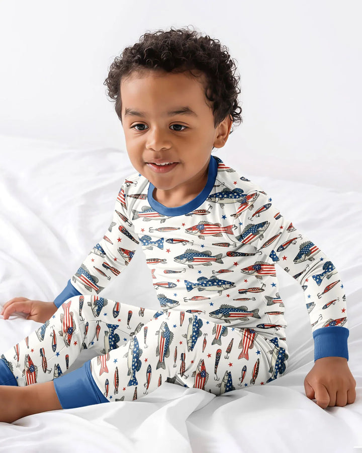 Zweiteiliges Langarm-Pyjama-Set mit Sommerfrüchten
