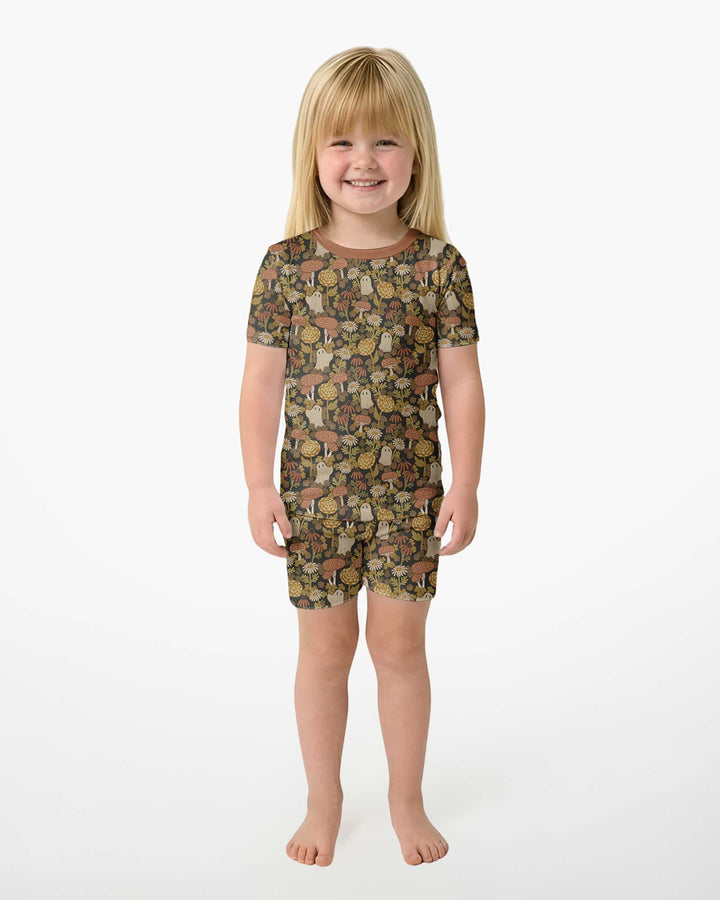 Ghost Garden Dark Autumn Bamboo Two Piece Short Sleeve Shorts Pajama Set