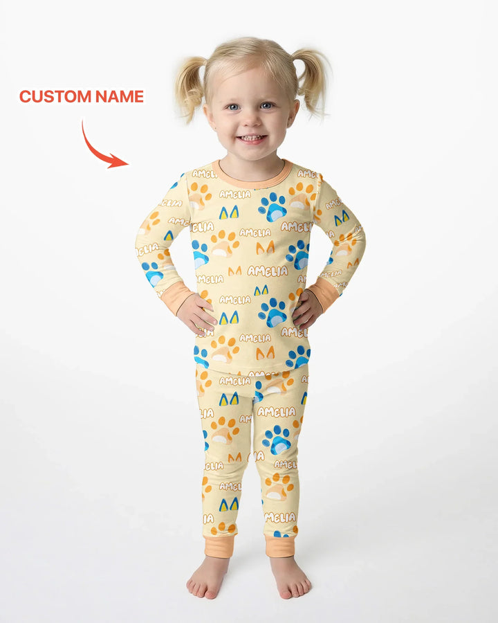 Zweiteiliges Langarm-Pyjama-Set mit Sommerfrüchten