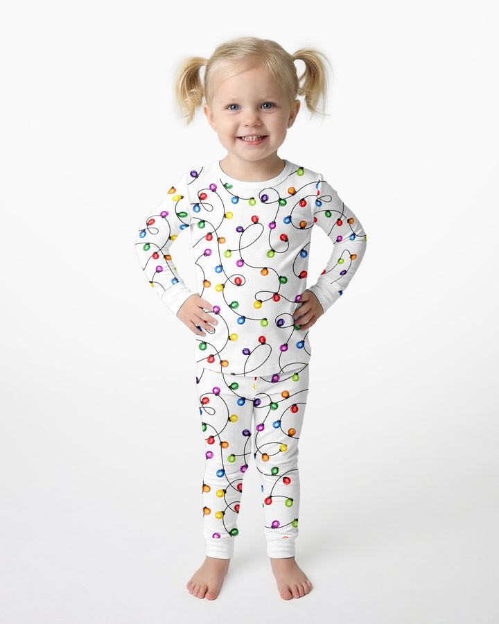 Baby's First Christmas Lights Pajamas Bamboo Two Piece Long Sleeve Pajama Set