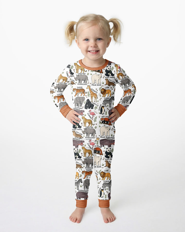 Zoo Animal Bamboo Two Piece Long Sleeve Pajama Set