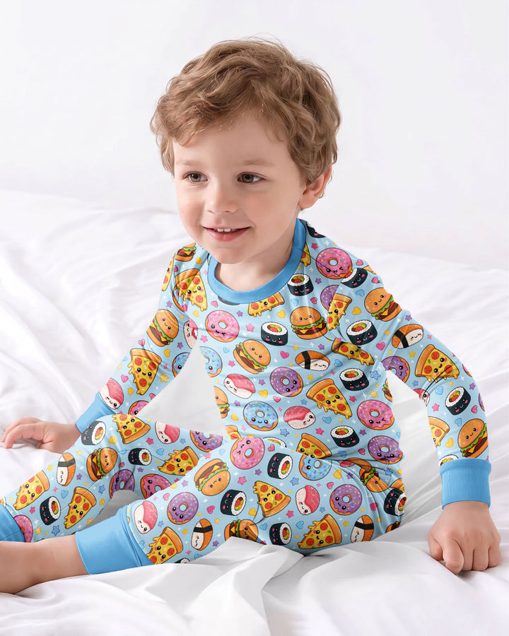 Zweiteiliges Langarm-Pyjama-Set mit Sommerfrüchten