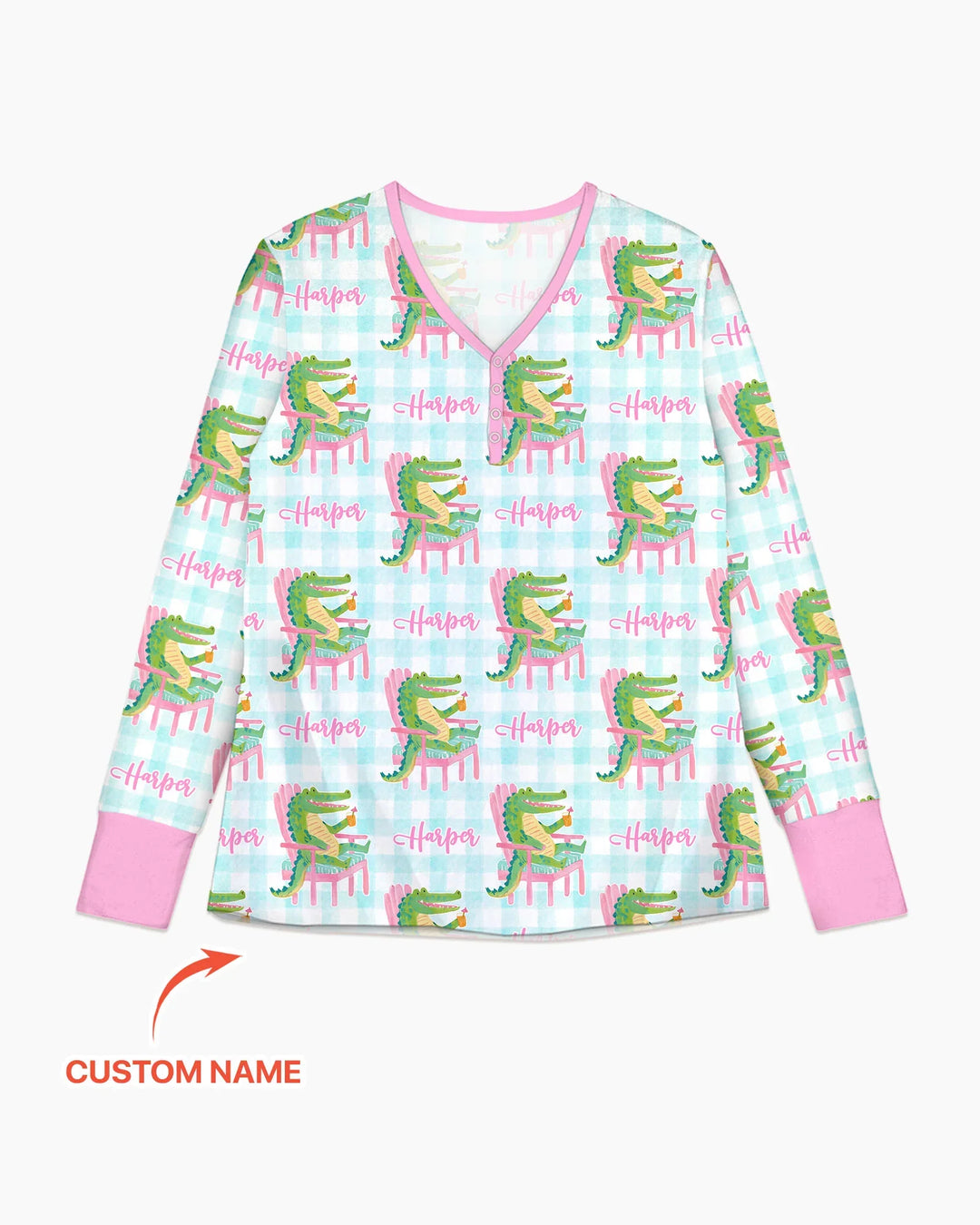 Damen-Schlafanzugset aus Bambus „Preppy Later Gator“ mit individuellem Namen