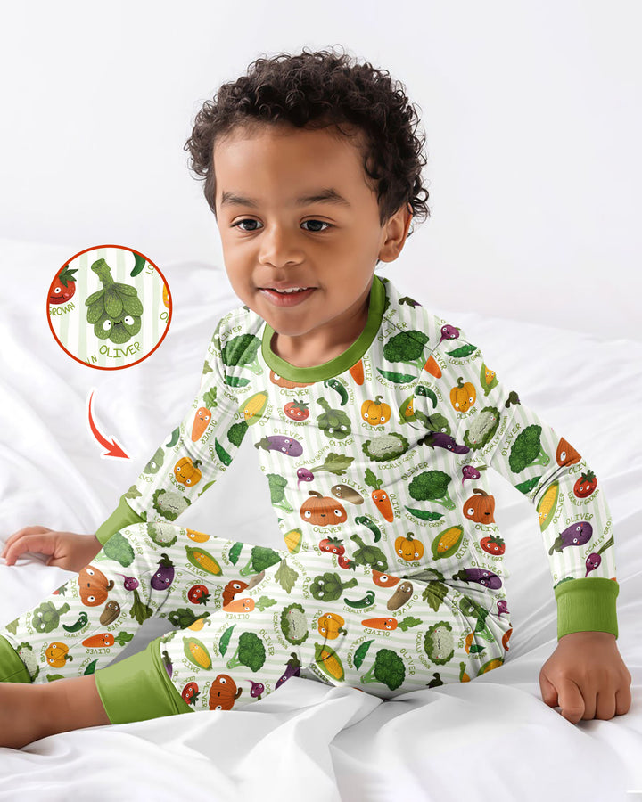 Zweiteiliges Langarm-Pyjama-Set mit Sommerfrüchten