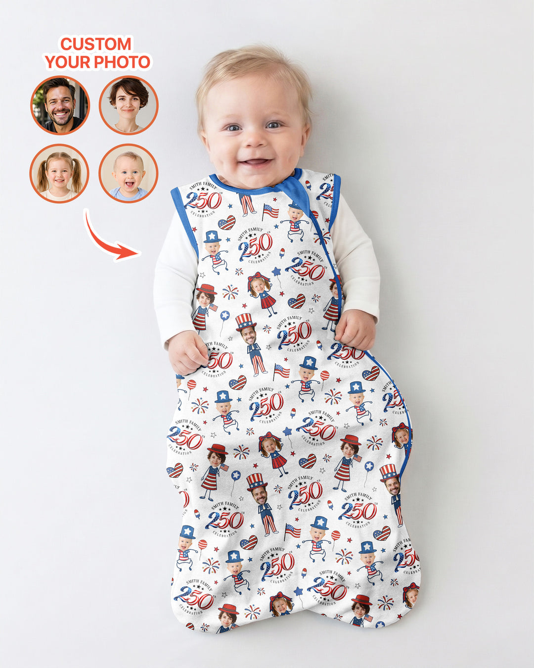 Custom Photo Smith Family Celebration Bamboo Blanket