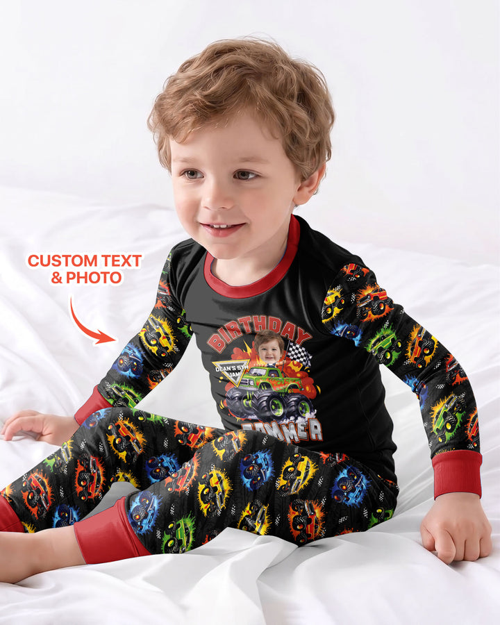 Birthday Truck Rally Bamboo Two Piece Long Sleeve Pajama Set