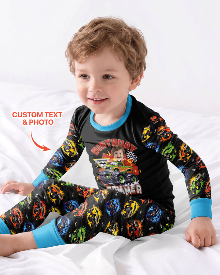 Birthday Truck Rally Bamboo Two Piece Long Sleeve Pajama Set