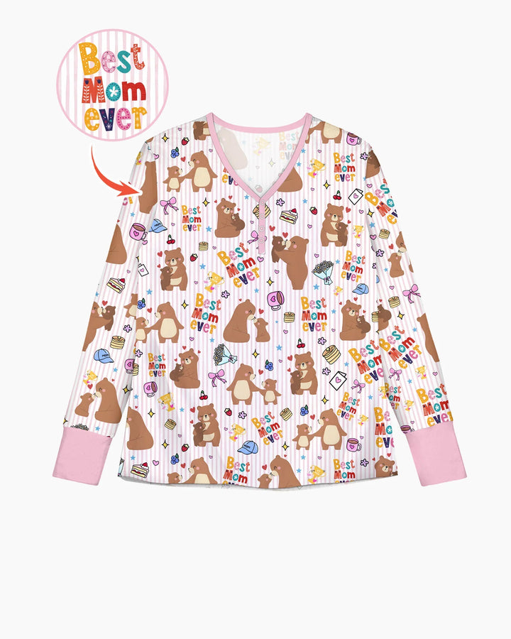 Das beste Mama-Bär aller Zeiten Familien-Pyjama-Set aus Bambus für Damen