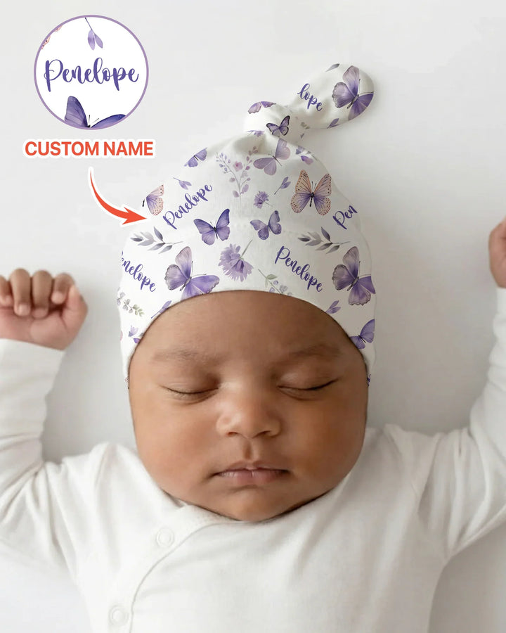Custom Name Lilac Bloom Bamboo Knotted Hat