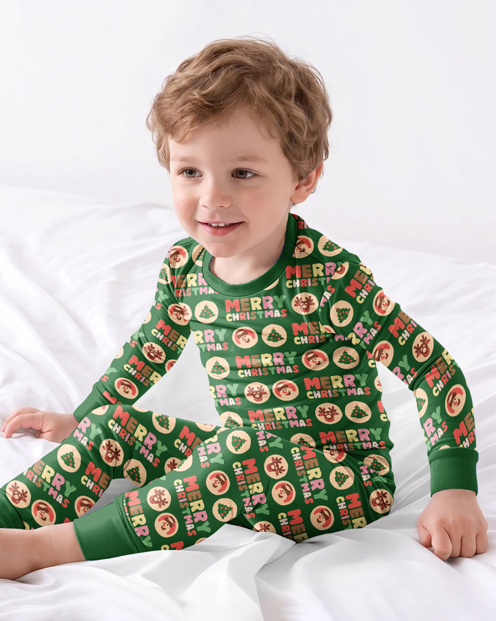 Merry Christmas Cookies Bamboo Two Piece Long Sleeve Pajama Set