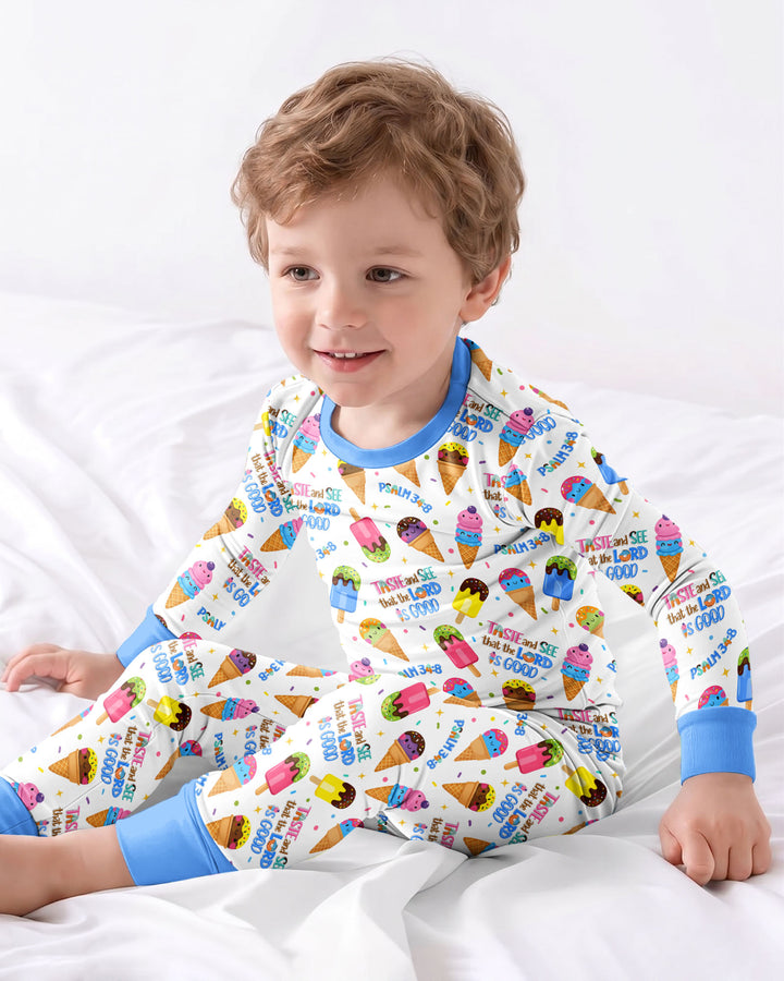 Zweiteiliges Langarm-Pyjama-Set mit Sommerfrüchten