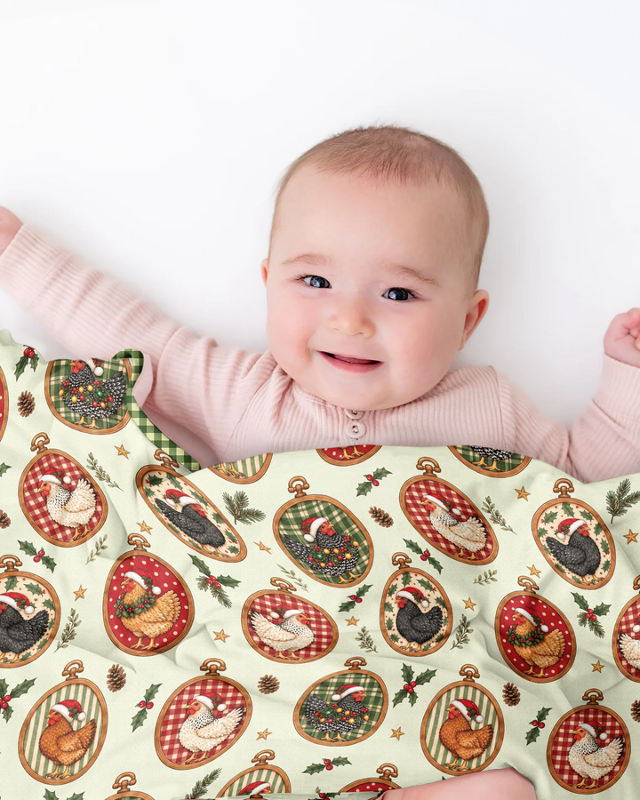 Chicken Merry Clucking Christmas  Bamboo Blanket