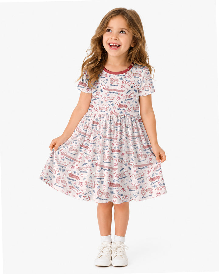 Funny Dachshund Pasta Pups Bamboo Twirl Dress