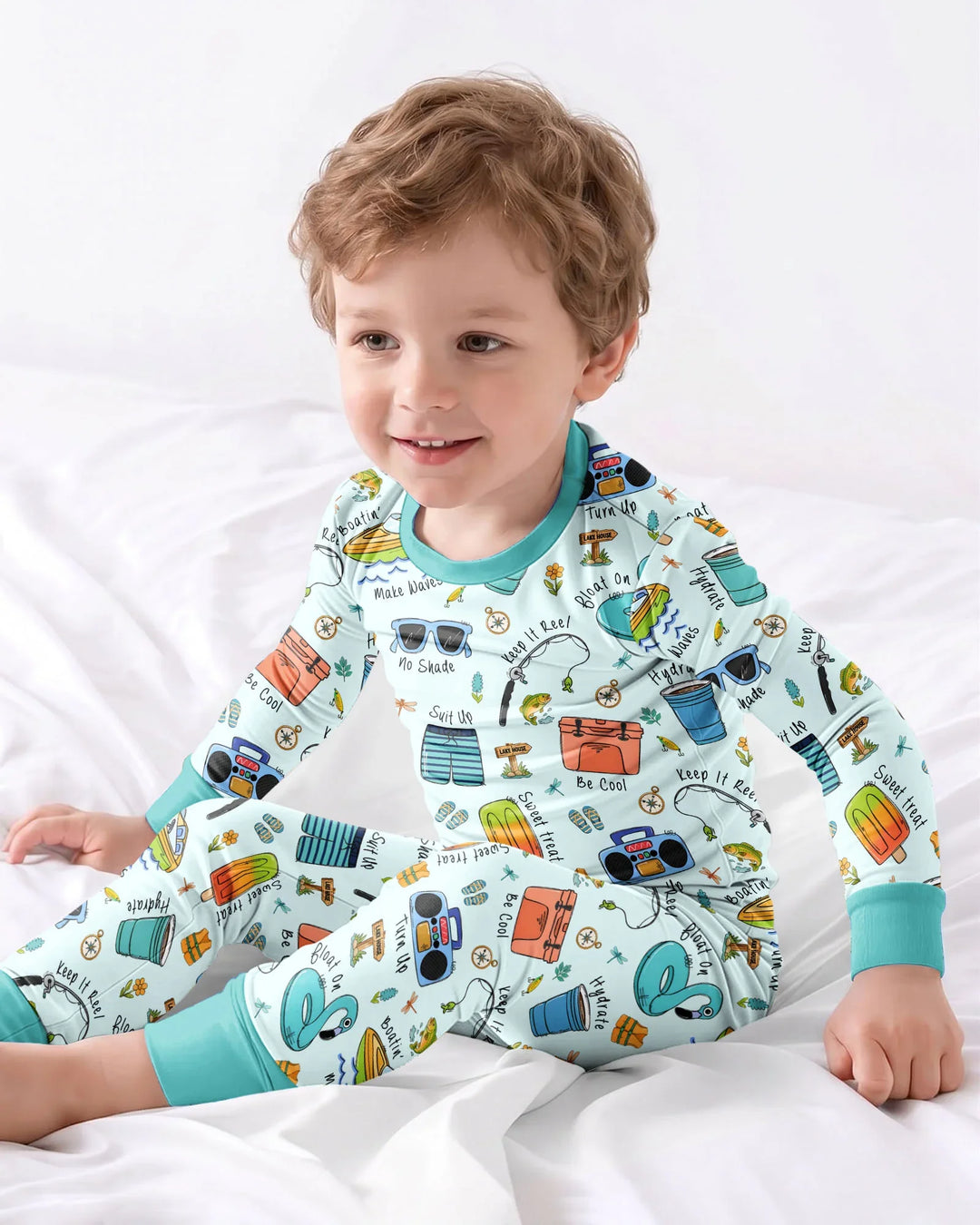 Zweiteiliges Langarm-Pyjama-Set mit Sommerfrüchten