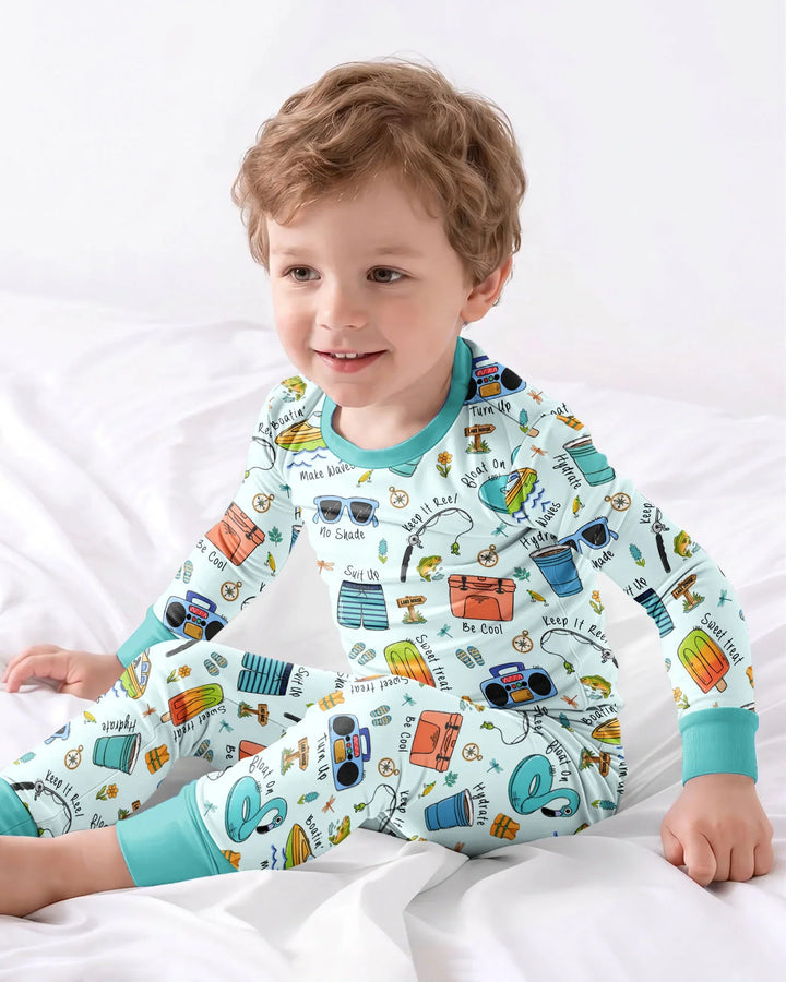 Zweiteiliges Langarm-Pyjama-Set mit Sommerfrüchten