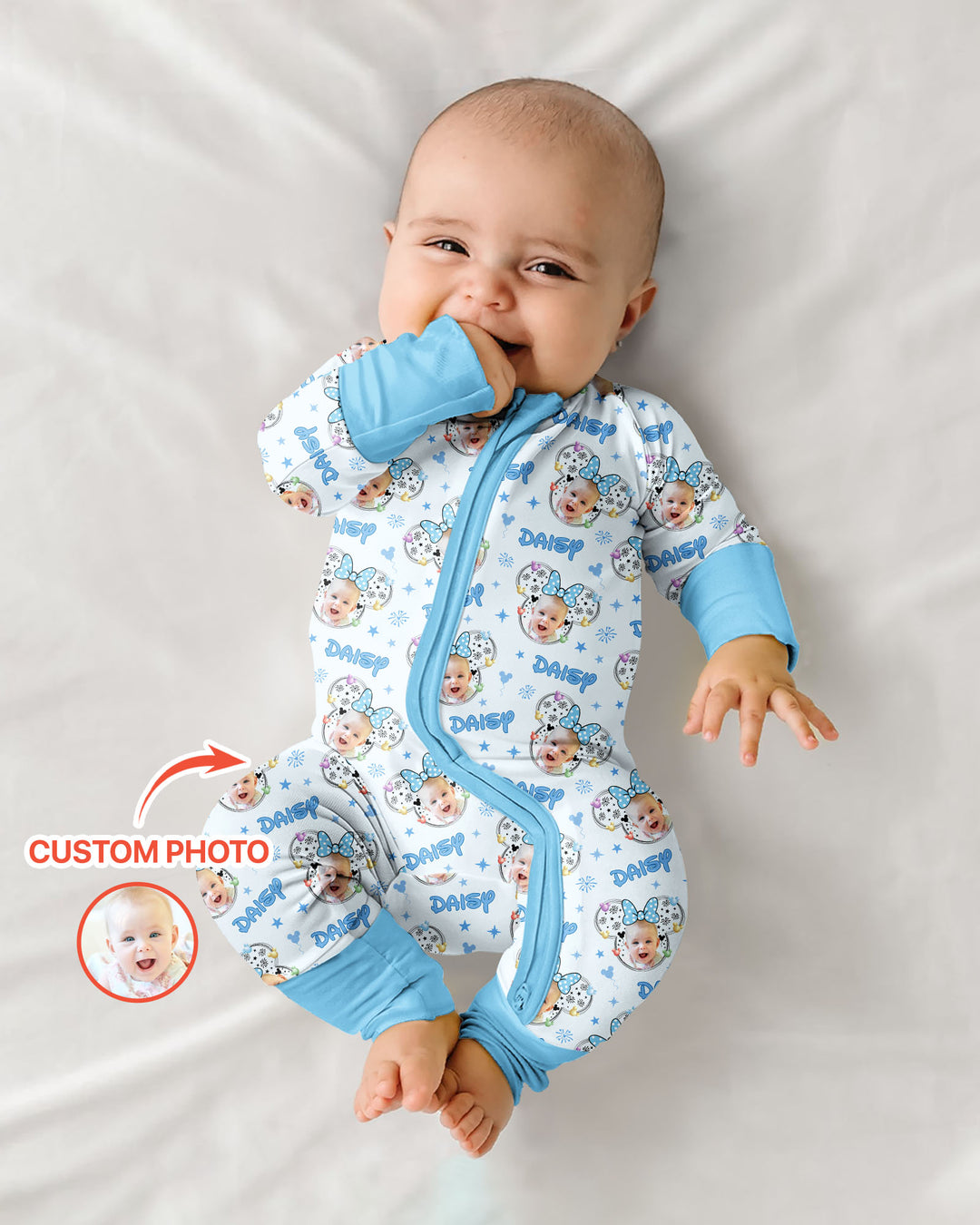 Gerippte Babykleidung mit individuellem Foto - Weich &amp; Skizzenhaft