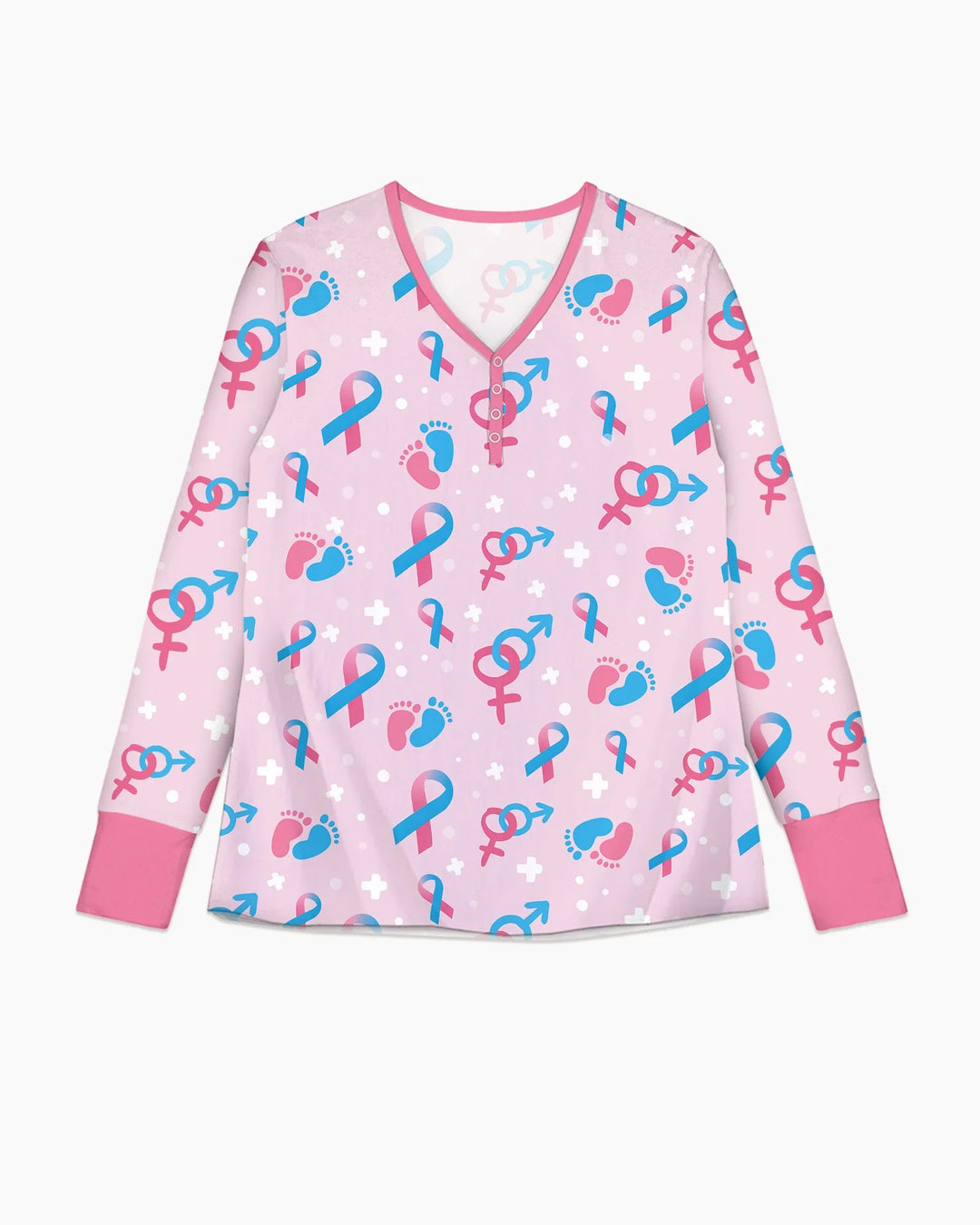 Damen-Pyjama-Set aus Bambus, blau und rosa, „Infertility Awareness“