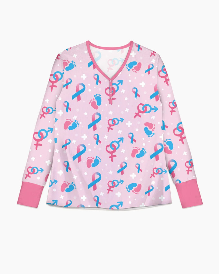 Damen-Pyjama-Set aus Bambus, blau und rosa, „Infertility Awareness“