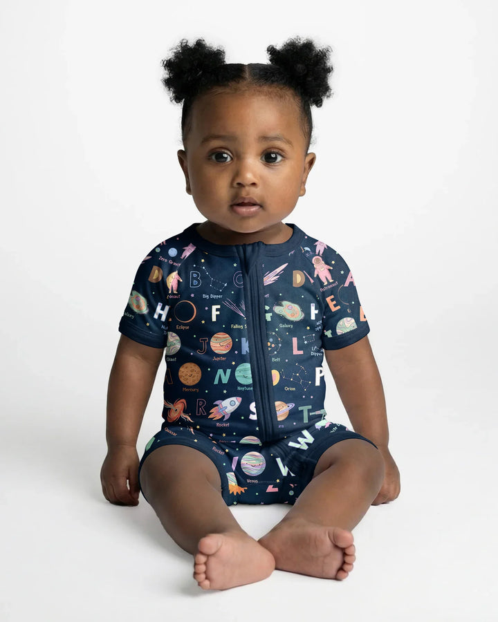 Space Alphabet Bamboo Shorty Zippy