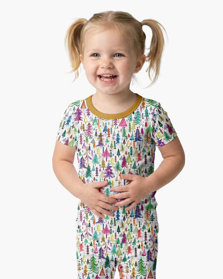 Christmas Trees Decoration Bamboo Two Piece Short Sleeve Pajama Set