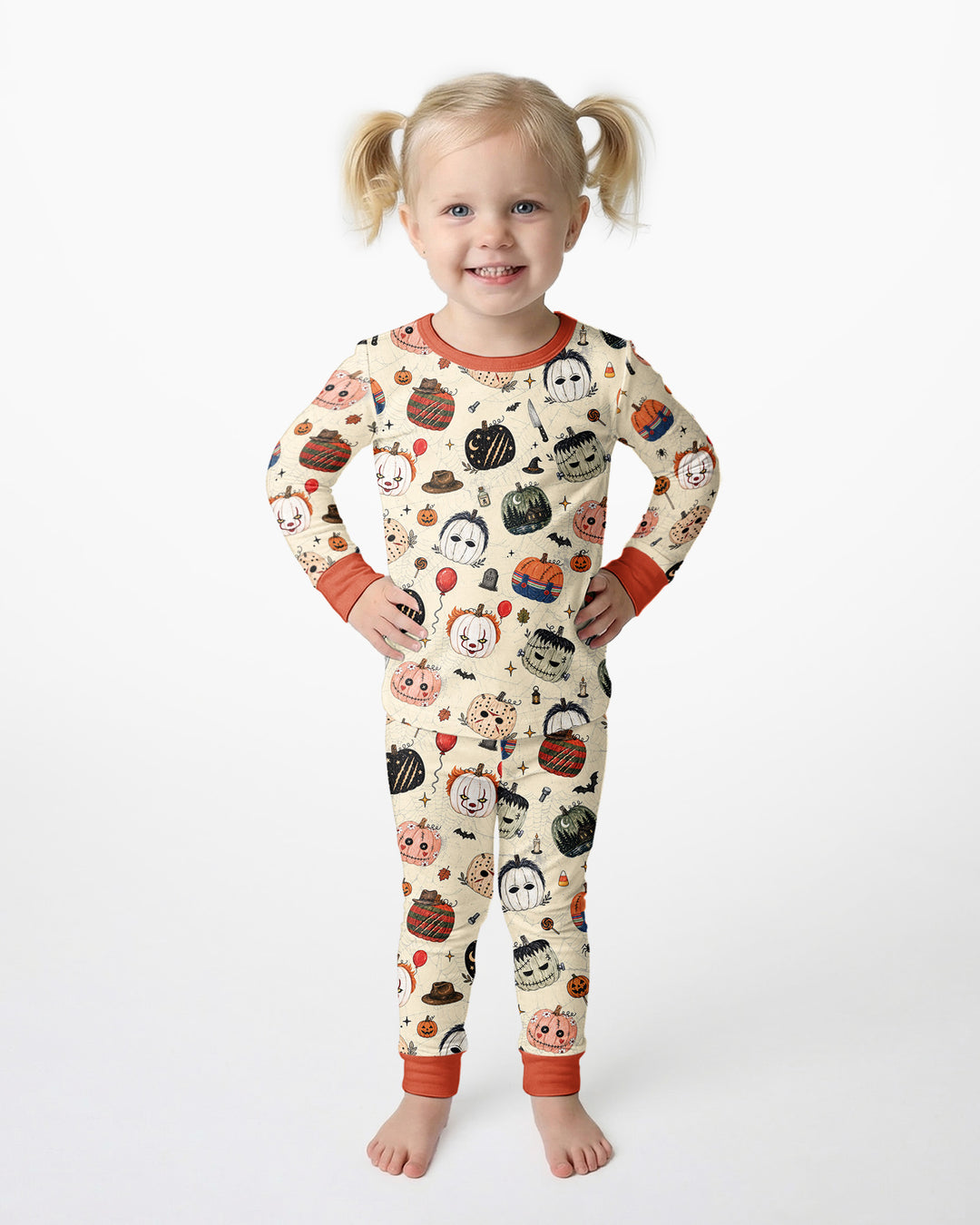 Horror Movie Pumpkins Bamboo Two Piece Long Sleeve Pajama Set