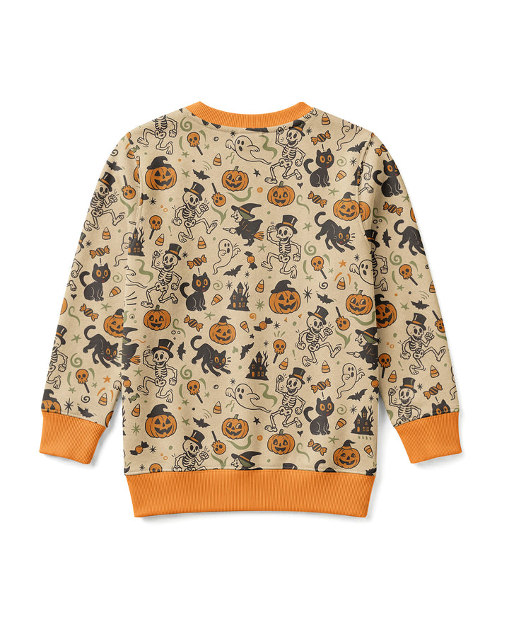 Vintage Skeleton Pumpkin Halloween Bamboo Crewneck Sweatshirt