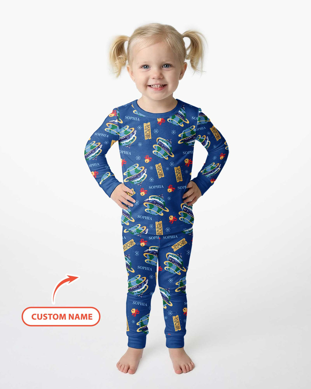 Custom Name Christmas Express Train Bamboo Two Piece Long Sleeve Pajama Set