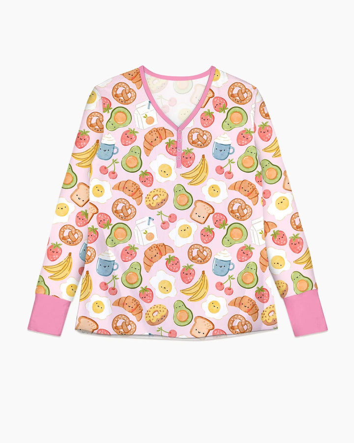 Breakfast Buddies Familien-Pyjama-Set aus Bambus für Damen