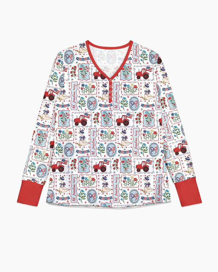 Patriotisches USA "Silly Goose" Familien-Schlafanzug-Set aus Bambus für Damen