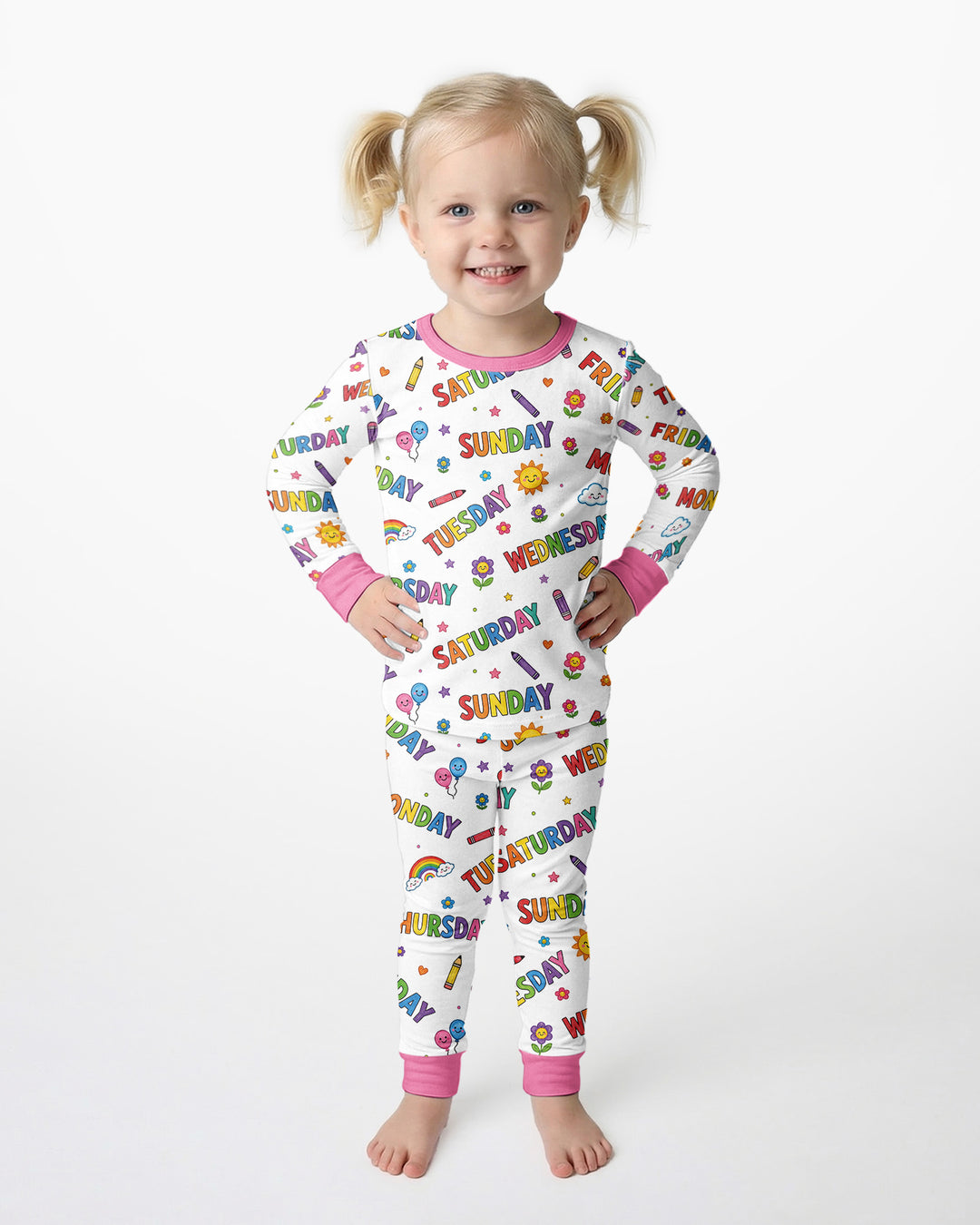 Days of the Week Bamboo Two Piece Long Sleeve Pajama Set