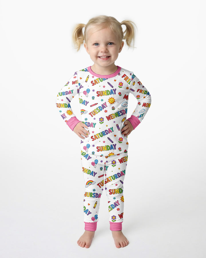 Days of the Week Bamboo Two Piece Long Sleeve Pajama Set
