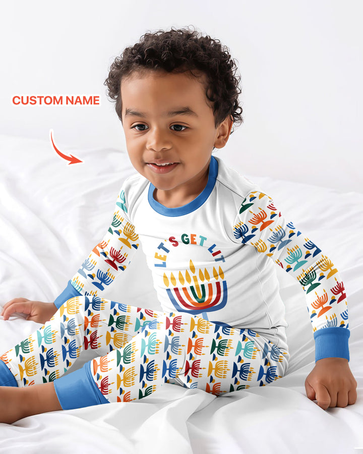 Let's Get Lit Hanukkah Bamboo Two Piece Long Sleeve Pajama Set
